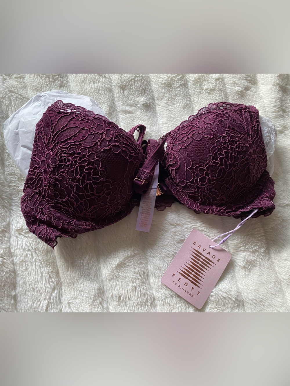 Savage X Fenty Plum Lace Push-Up Bra 34A